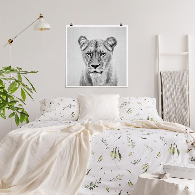 Poster Tiere Löwin Lisa Schwarz Weiß