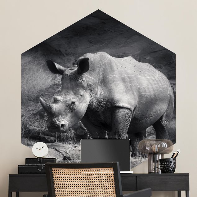 Tier Tapeten Lonesome Rhinoceros