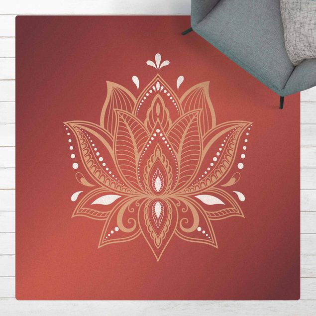 Moderner Teppich Lotus Illustration Altrosa