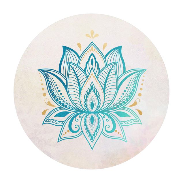 Vinyl-Matten Lotus Illustration Mandala gold blau