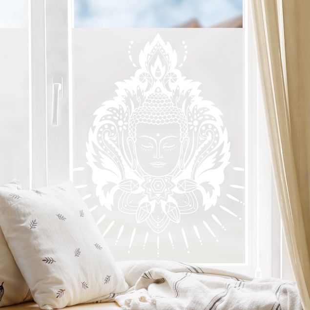 Fensterfolie Lotus mit Buddha II
