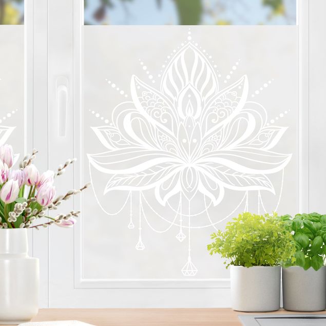 Klebefolie für Fenster Lotus mit Ketten II