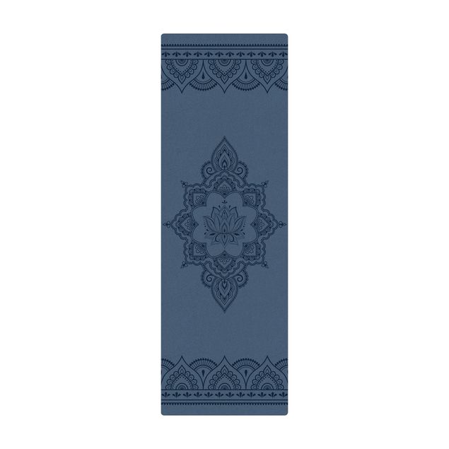 Kork-Teppich - Lotusblüte Indische Ornamente - Hochformat 1:3