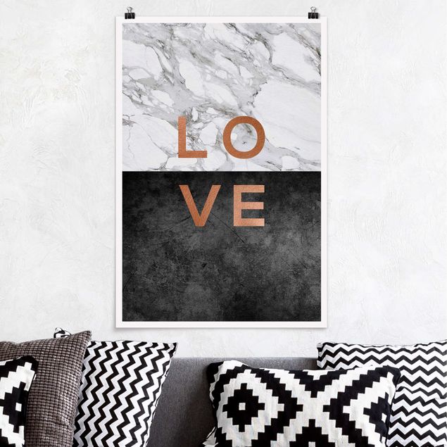 XXL Poster Love Kupfer und Marmor