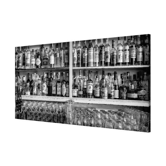 Magnettafel - Bar Schwarz Weiß - Memoboard Panorama Querformat