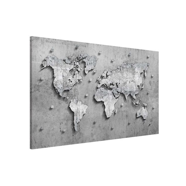 Weltkarte Magnettafel Beton Weltkarte