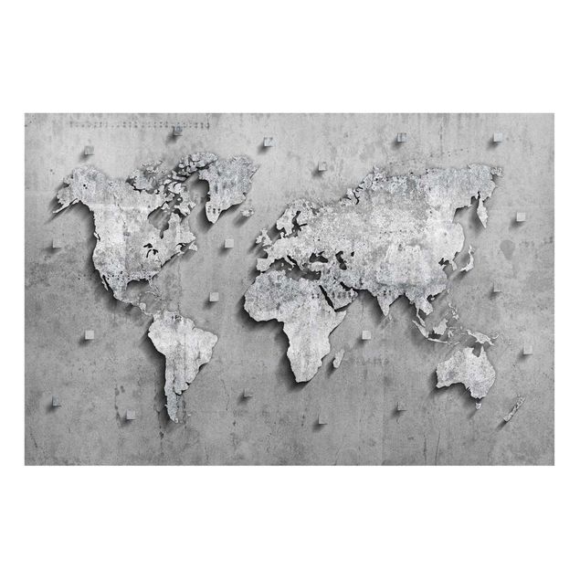 Wandbilder Beton Weltkarte