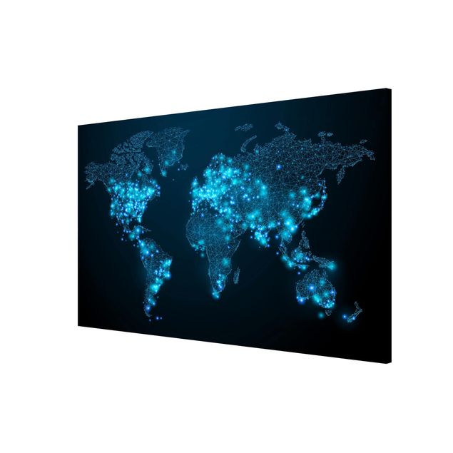 Magnettafel Design Connected World Weltkarte