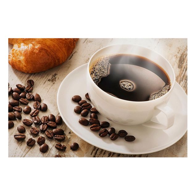 Magnettafel mit Motiv Dampfende Kaffeetasse mit Kaffeebohnen