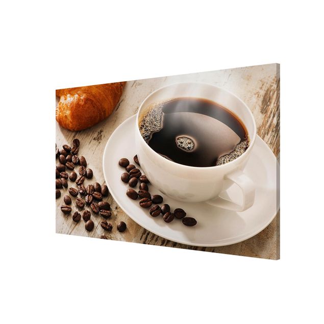Magnettafel - Dampfende Kaffeetasse mit Kaffeebohnen - Memoboard Querformat