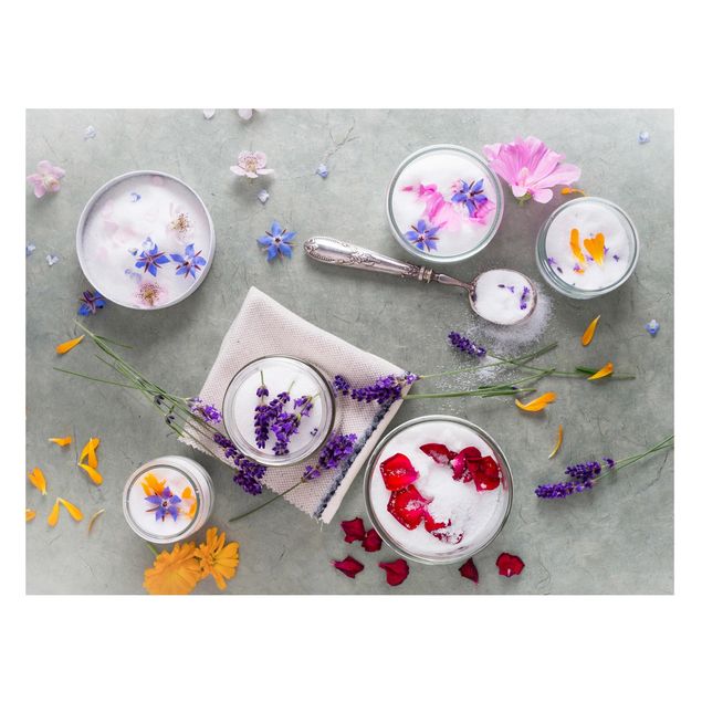 Magnettafel Design Essbare Blüten mit Lavendelzucker