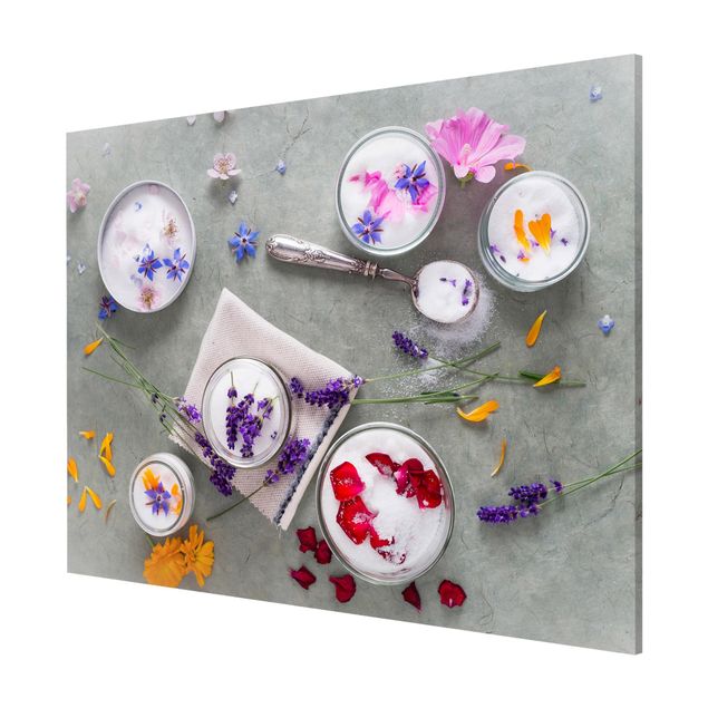 Magnettafel - Essbare Blüten mit Lavendelzucker - Memoboard Querformat