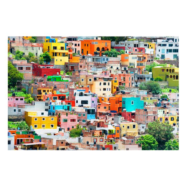 Magnettafel - Farbige Häuserfront Guanajuato - Memoboard Panorama Quer