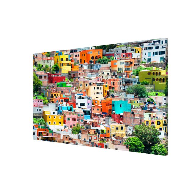 Magnettafel - Farbige Häuserfront Guanajuato - Memoboard Panorama Quer