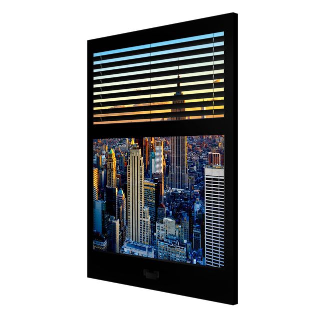 Magnettafel mit Motiv Fensterausblick Jalousie - Sonnenaufgang New York