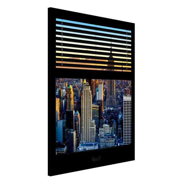 Magnettafeln Syklines Fensterausblick Jalousie - Sonnenaufgang New York