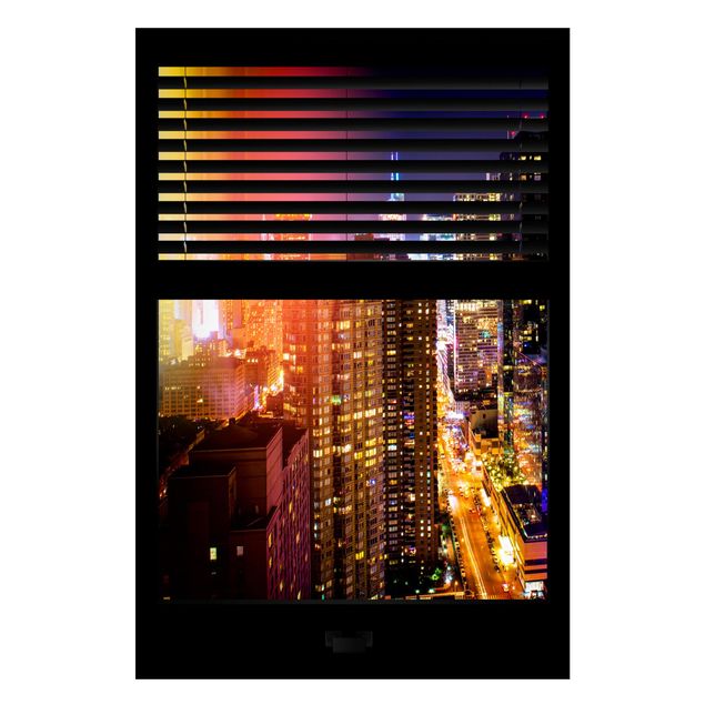 Bilder Fensterblick Jalousie - Manhattan bei Nacht