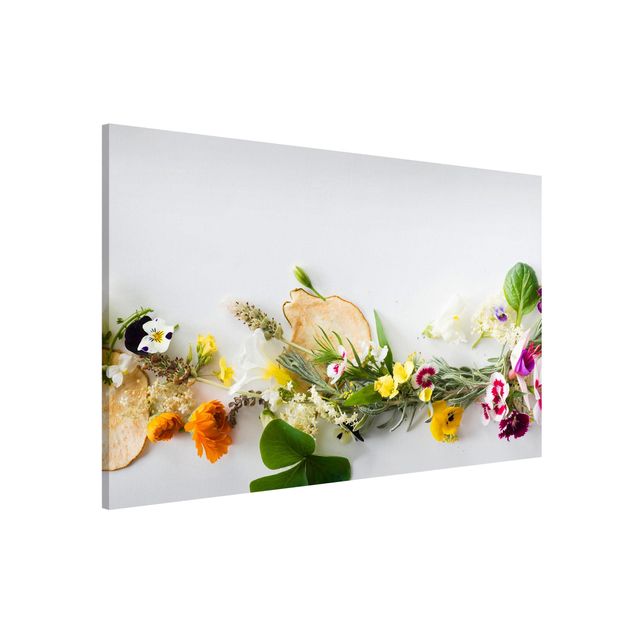 Magnettafel - Frische Kräuter mit Essblüten - Memoboard Panorama Querformat