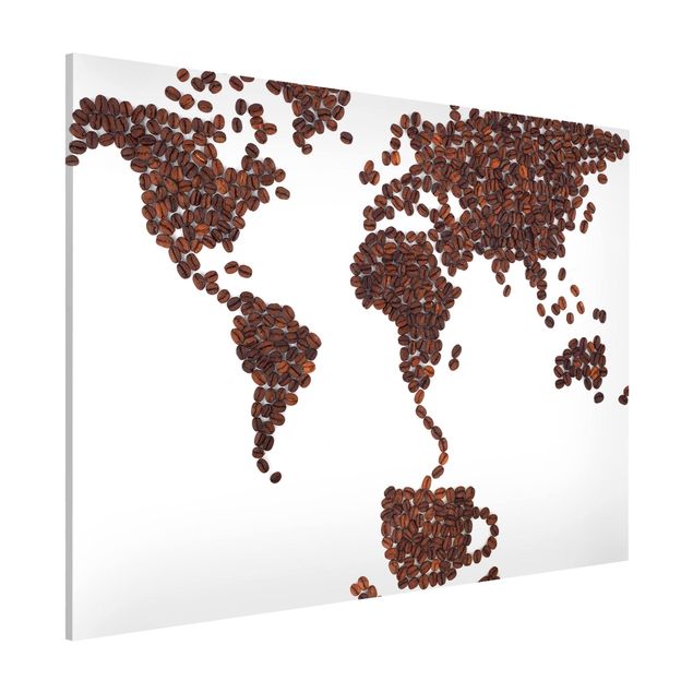 Weltkarte Magnettafel Kaffee um die Welt