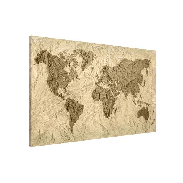 Weltkarte Tafel Papier Weltkarte Beige Braun