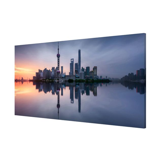 Magnettafel Design Shanghai Skyline Morgenstimmung