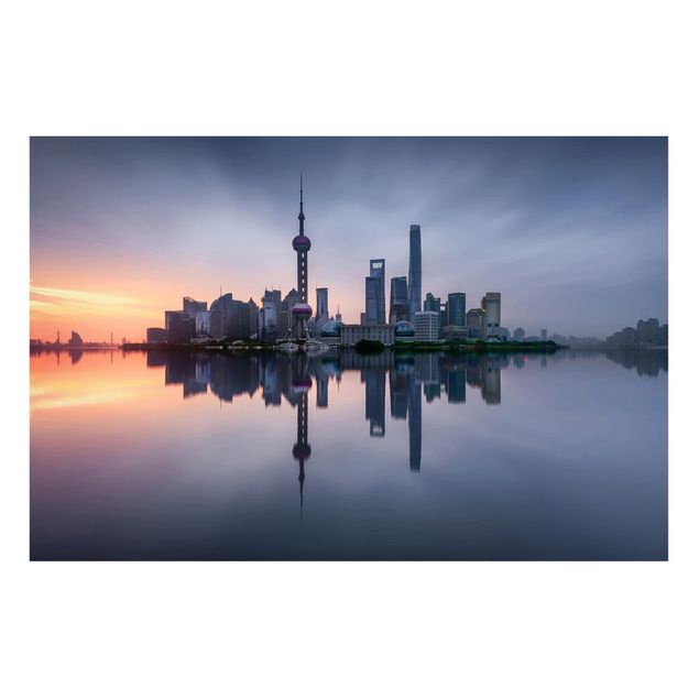 Magnettafel - Shanghai Skyline Morgenstimmung - Memoboard Querformat 2:3