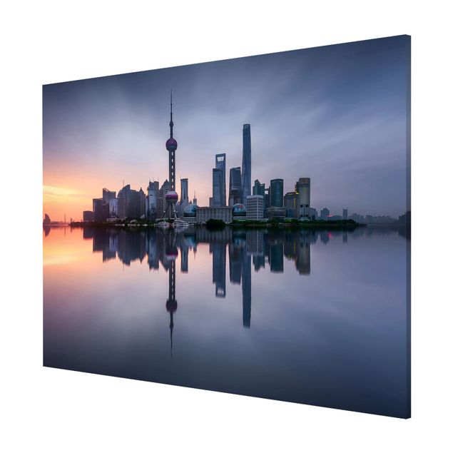 Magnettafel mit Motiv Shanghai Skyline Morgenstimmung