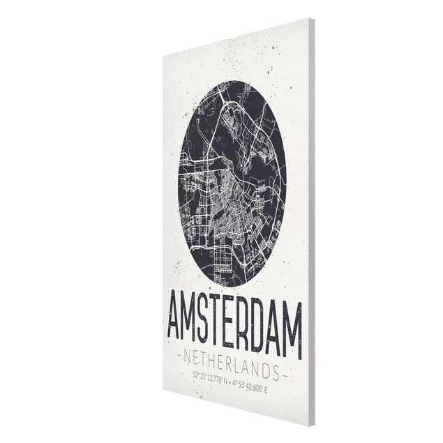 Magnettafel mit Motiv Stadtplan Amsterdam - Retro