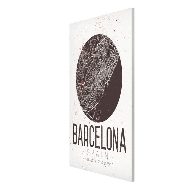 Magnettafel Motiv Stadtplan Barcelona - Retro