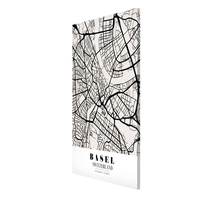 Magnettafel mit Motiv Stadtplan Basel - Klassik