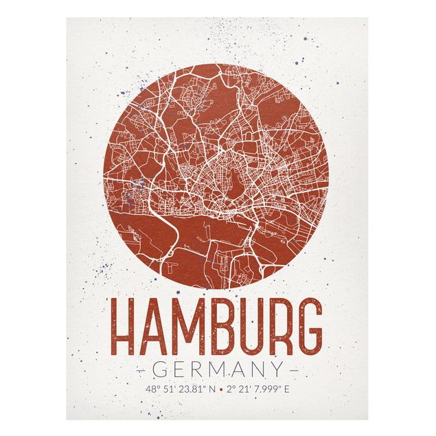schöne Bilder Stadtplan Hamburg - Retro