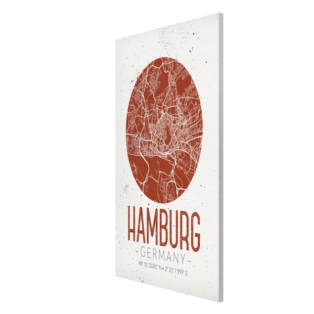 Magnettafel Design Stadtplan Hamburg - Retro