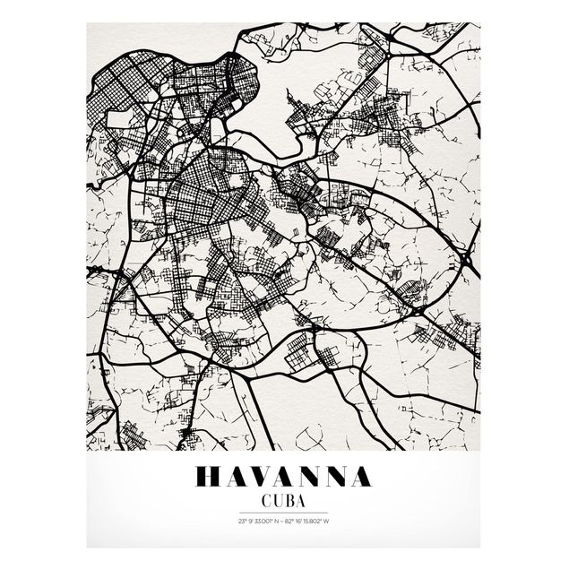 Wandbilder Stadtplan Havanna - Klassik
