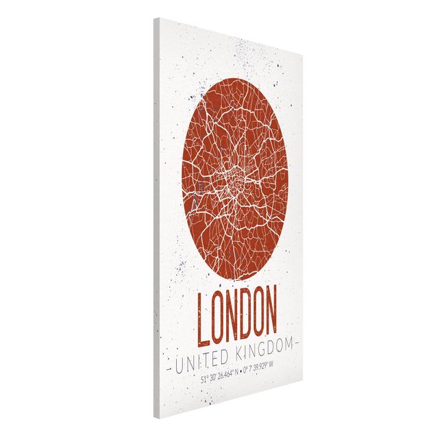 Magnettafel Weltkarte Stadtplan London - Retro