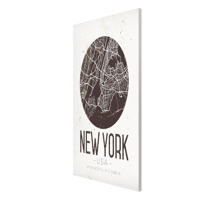 Magnettafel Motiv Stadtplan New York - Retro