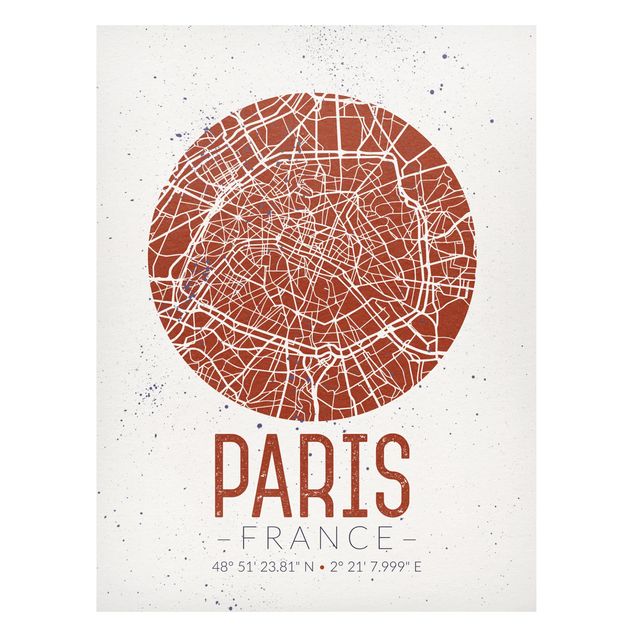 Wandbilder Stadtplan Paris - Retro