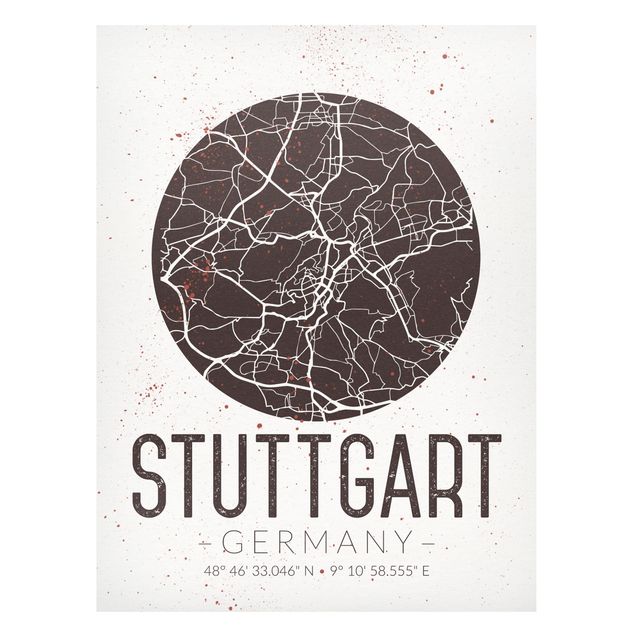 Wandbilder Stadtplan Stuttgart - Retro