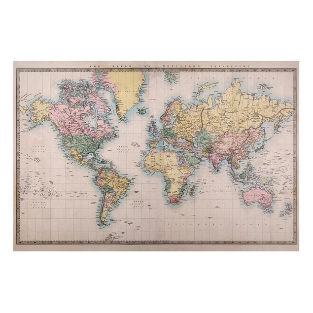 Bilder Vintage Weltkarte um 1850