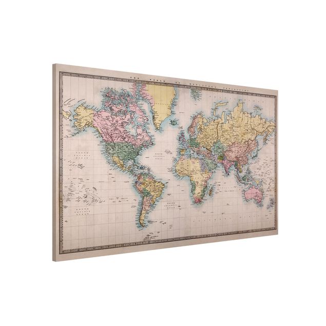 Magnettafel Weltkarte Vintage Weltkarte um 1850