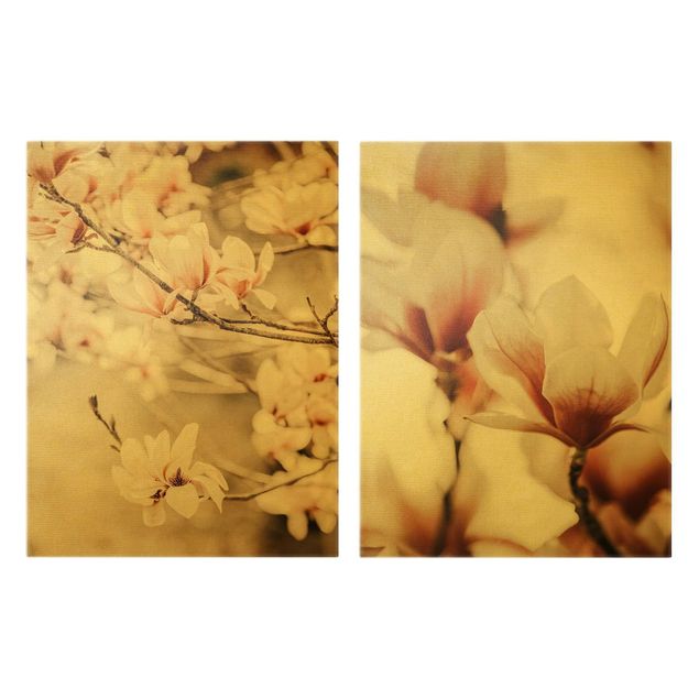 Leinwandbild 2-teilig - Magnolienblüten Set