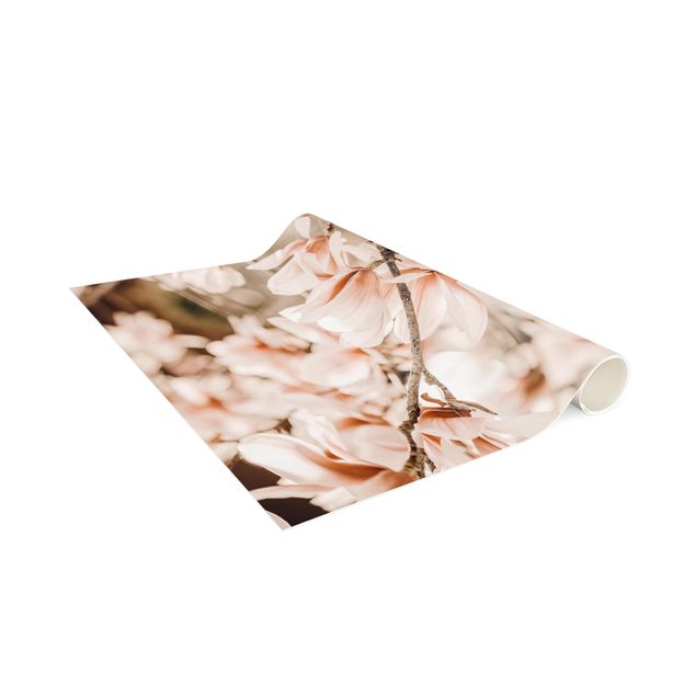 Teppich braun Magnolienzweige im Vintagestil