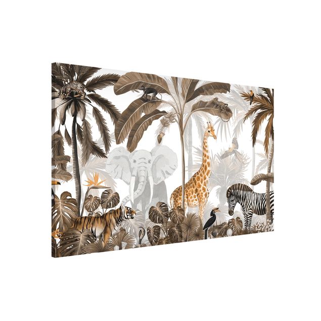 Wandbilder Majestätische Tierwelt im Dschungel Sepia