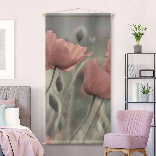 Wandbehang Stoffbild Malerische Mohnblumen
