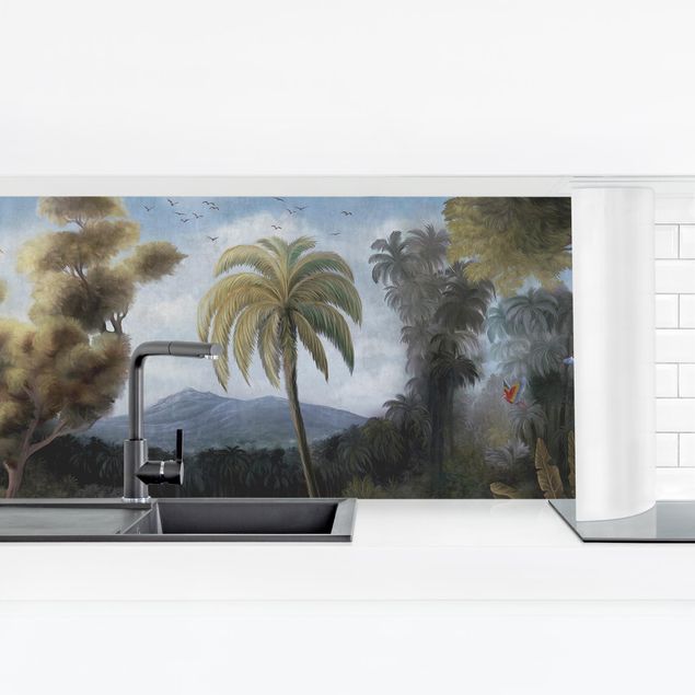 Küchenrückwand selbstklebend Malerischer Vintage Dschungel