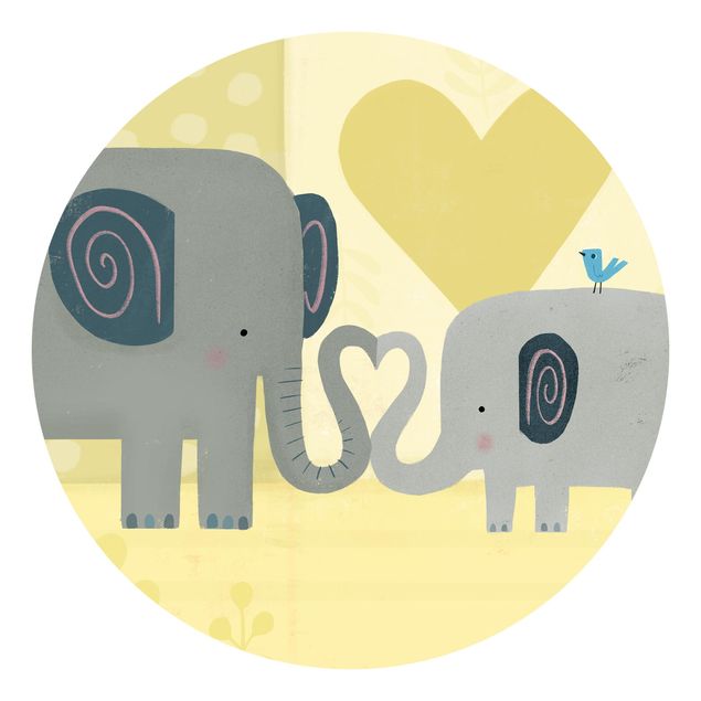 Runde Tapete selbstklebend - Mama und ich - Elefanten