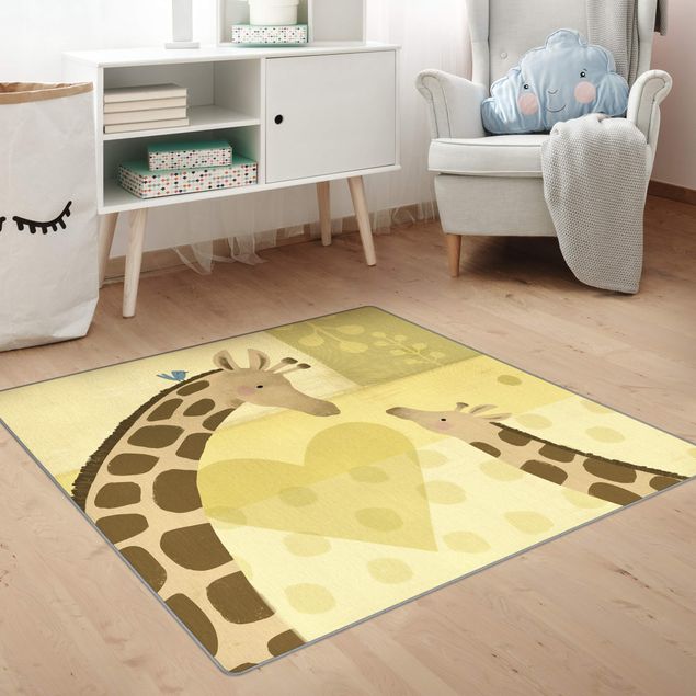 Teppich gelb Mama und ich - Giraffen