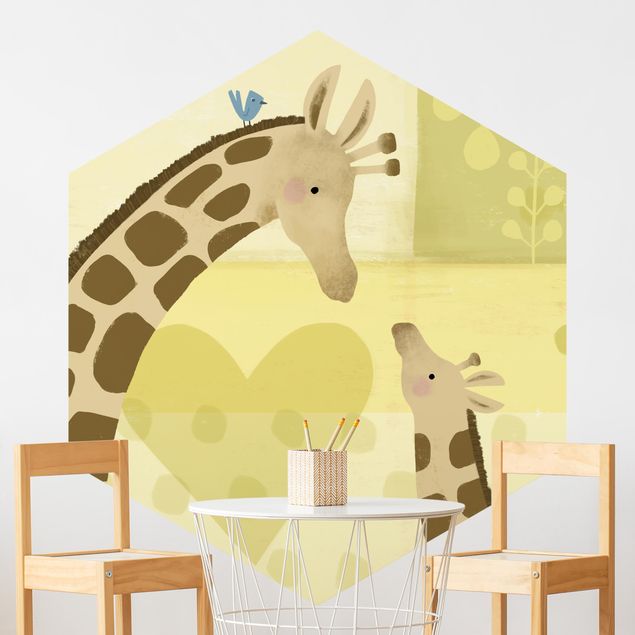 Tapete modern elegant Mama und ich - Giraffen