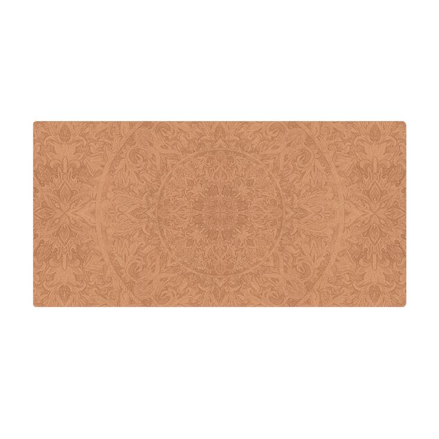 Kork-Teppich - Mandala Aquarell Muster Ornament beige - Querformat 2:1