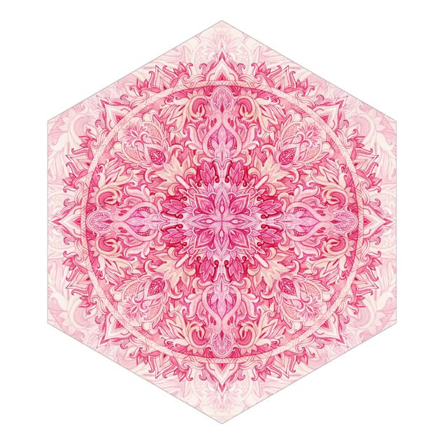 Design Tapeten Mandala Aquarell Ornament Muster pink