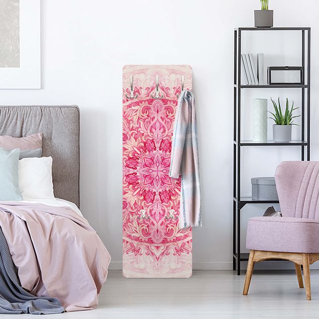 Garderobe mit Motiv Mandala Aquarell Ornament Muster pink
